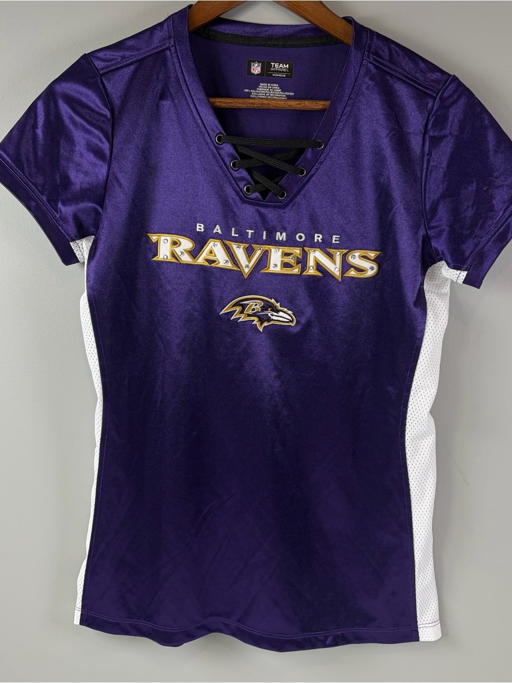 NFL Team Apparel Baltimore Ravens Criss Cross Purple Jersey Women's Size Medium